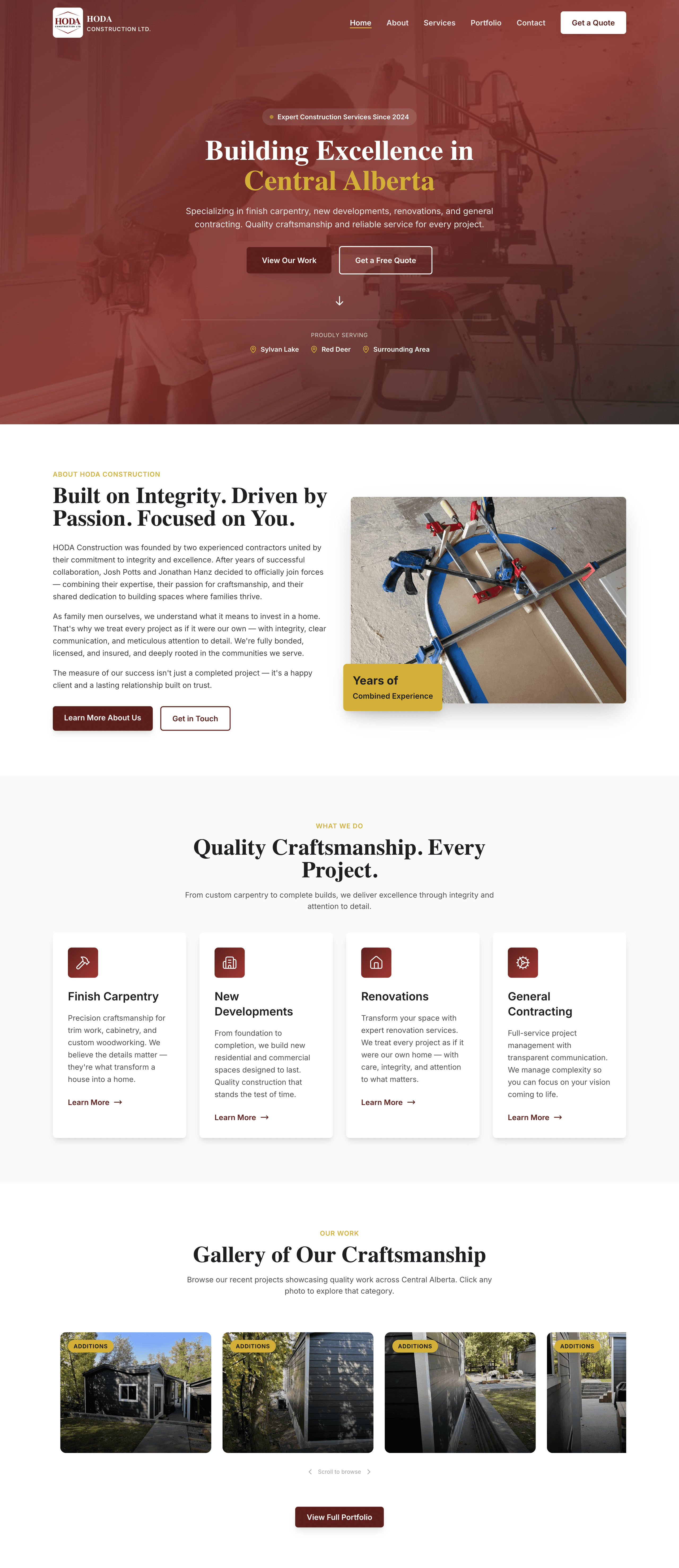 HODA Construction Ltd., full project view, web development by Azalea Cyber Development